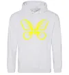 Женская толстовка (худи) Жовтий метелик неон Серый меланж фото