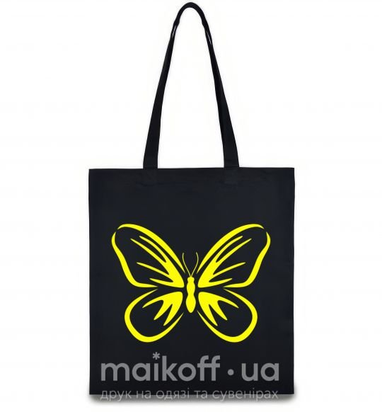 Эко-сумка Желтая бабочка неон Черный фото