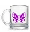 Чашка скляна Фиолетовая бабочка одноцвет Прозорий фото