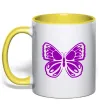 Чашка с цветной ручкой Фіолетовий метелик Лимонный фото