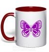 Чашка з кольоровою ручкою Фиолетовая бабочка одноцвет Червоний фото