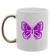 Чашка з кольоровою ручкою Фіолетовий метелик Золото Чашка з кольоровою ручкою Фіолетовий метелик Золото фото