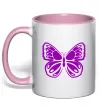 Чашка з кольоровою ручкою Фіолетовий метелик Ніжно рожевий Чашка з кольоровою ручкою Фіолетовий метелик Ніжно рожевий фото