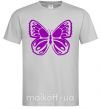 Мужская футболка Фиолетовая бабочка одноцвет Серый фото