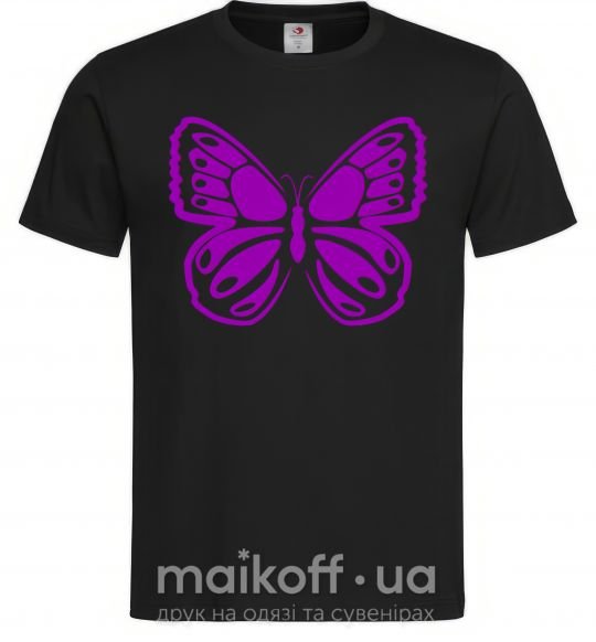 Чоловіча футболка Фиолетовая бабочка одноцвет Чорний фото