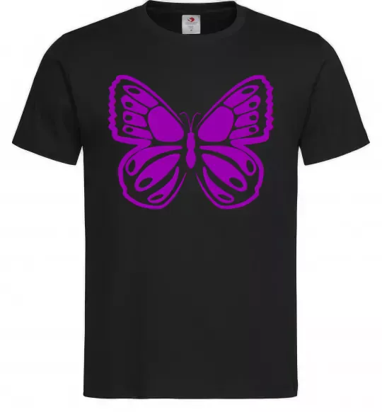 Мужская футболка Фіолетовий метелик Черный фото