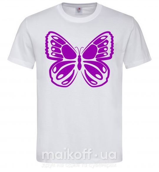 Мужская футболка Фиолетовая бабочка одноцвет Белый фото