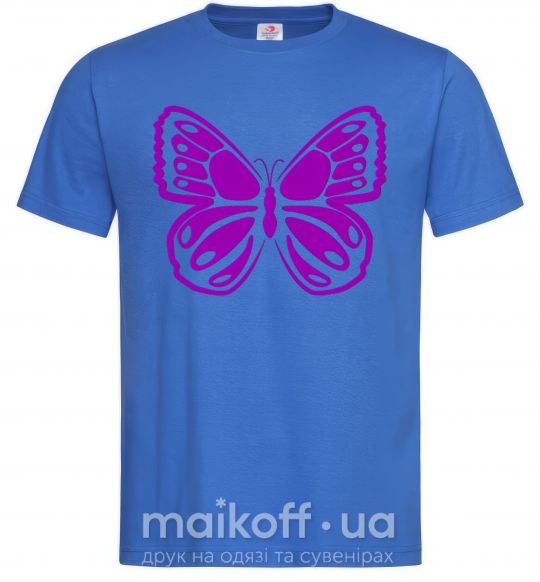 Мужская футболка Фиолетовая бабочка одноцвет Ярко-синий фото