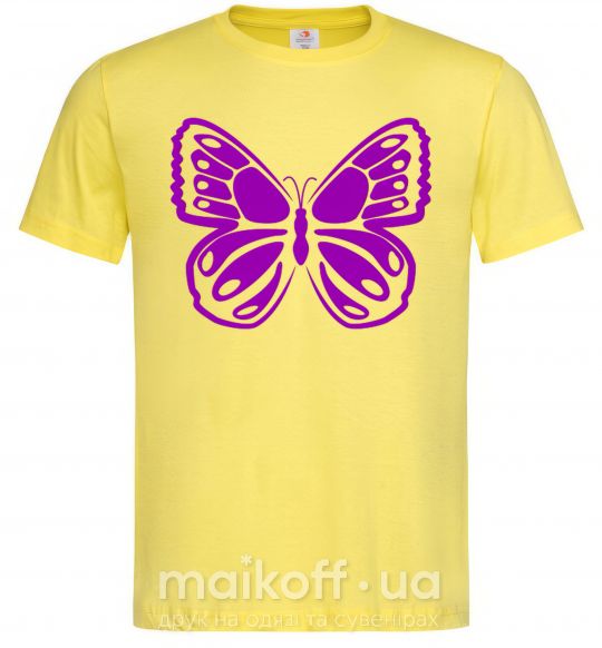 Мужская футболка Фиолетовая бабочка одноцвет Лимонный фото