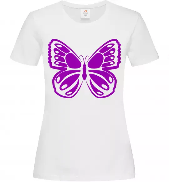 Женская футболка Фіолетовий метелик Белый фото