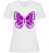 Женская футболка Фиолетовая бабочка одноцвет Белый фото
