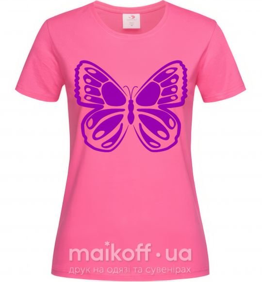 Жіноча футболка Фиолетовая бабочка одноцвет Яскраво-рожевий фото