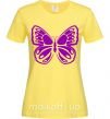 Женская футболка Фиолетовая бабочка одноцвет Лимонный фото