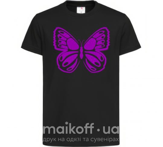Детская футболка Фиолетовая бабочка одноцвет Черный фото