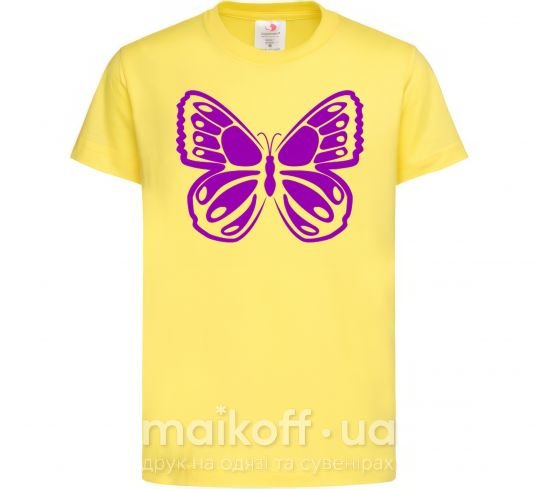 Детская футболка Фиолетовая бабочка одноцвет Лимонный фото