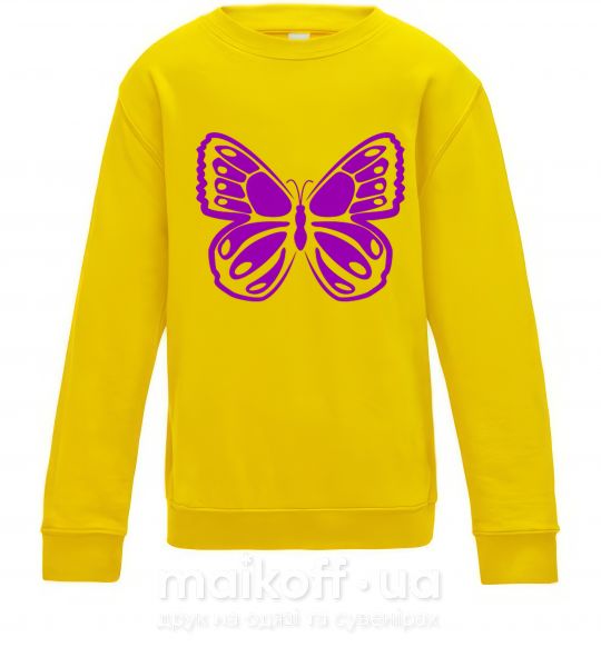 Детский Свитшот Фиолетовая бабочка одноцвет Солнечно желтый фото