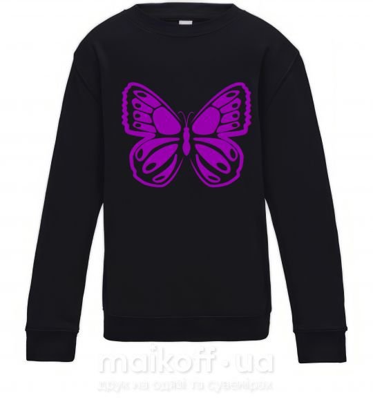 Дитячий світшот Фиолетовая бабочка одноцвет Чорний фото