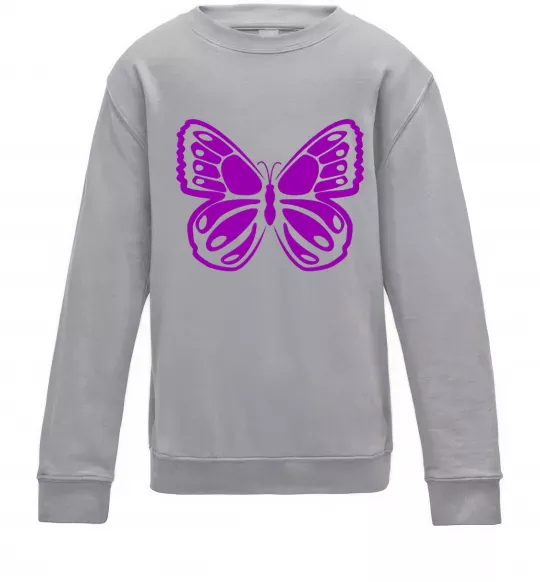 Детский Свитшот Фіолетовий метелик Серый меланж фото