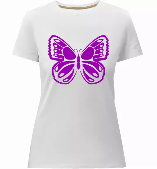 Жіноча преміум футболка Фіолетовий метелик Білий фото
