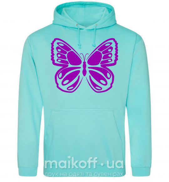 Чоловіча толстовка (худі) Фиолетовая бабочка одноцвет М'ятний фото