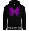 Женская толстовка (худи) Фиолетовая бабочка одноцвет Черный фото