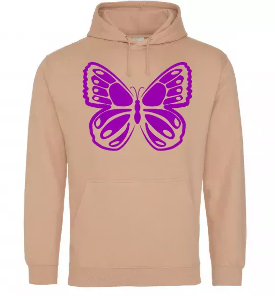 Женская толстовка (худи) Фіолетовий метелик Песочный фото