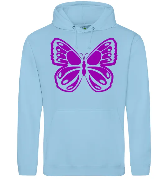 Женская толстовка (худи) Фіолетовий метелик Голубой фото