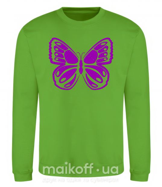 Світшот Фиолетовая бабочка одноцвет Лаймовий фото
