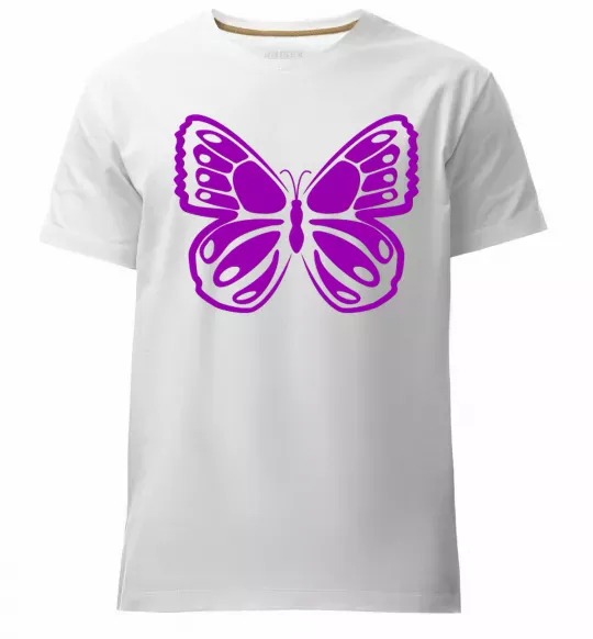 Мужская премиум футболка Фіолетовий метелик Белый фото