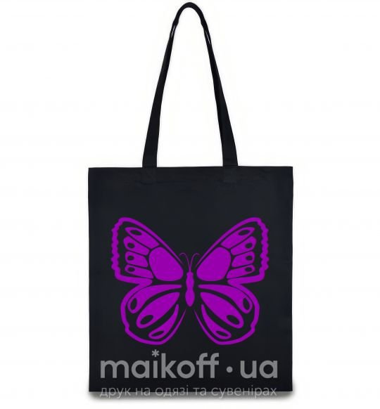 Еко-сумка Фиолетовая бабочка одноцвет Чорний фото