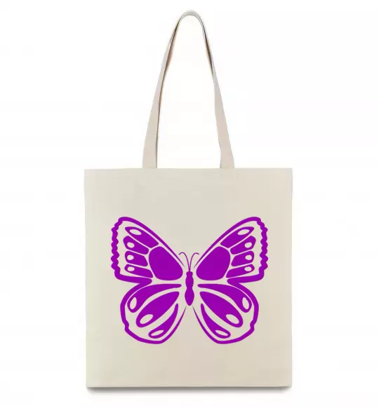 Еко-сумка Фіолетовий метелик Бежевий фото