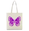 Еко-сумка Фіолетовий метелик Бежевий Еко-сумка Фіолетовий метелик Бежевий фото