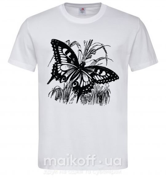 Чоловіча футболка Butterfly in plants Білий фото