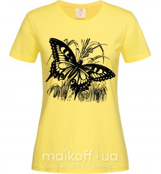Жіноча футболка Butterfly in plants Лимонний фото