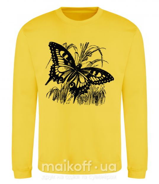 Свитшот Butterfly in plants Солнечно желтый фото
