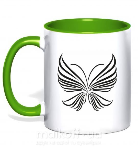 Чашка з кольоровою ручкою Butterfly wings Зелений фото
