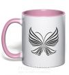 Чашка з кольоровою ручкою Butterfly wings Ніжно рожевий фото