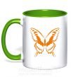 Чашка с цветной ручкой Оранжевая бабочка одноцвет Зеленый фото