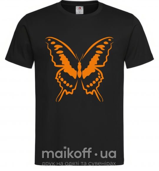 Чоловіча футболка Оранжевая бабочка одноцвет Чорний фото