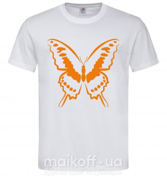 Чоловіча футболка Оранжевая бабочка одноцвет Білий фото