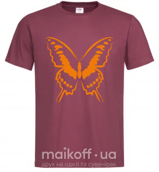 Чоловіча футболка Оранжевая бабочка одноцвет Бордовий фото