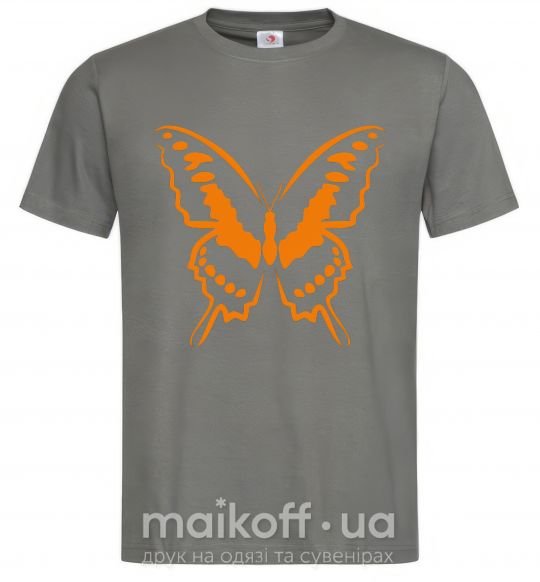 Чоловіча футболка Оранжевая бабочка одноцвет Графіт фото