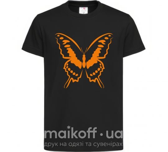 Детская футболка Оранжевая бабочка одноцвет Черный фото