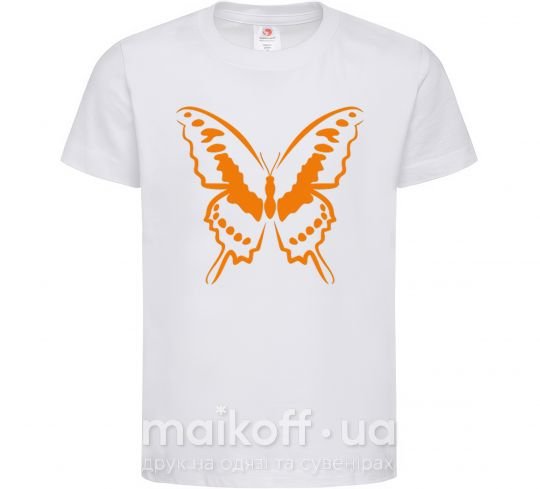 Детская футболка Оранжевая бабочка одноцвет Белый фото
