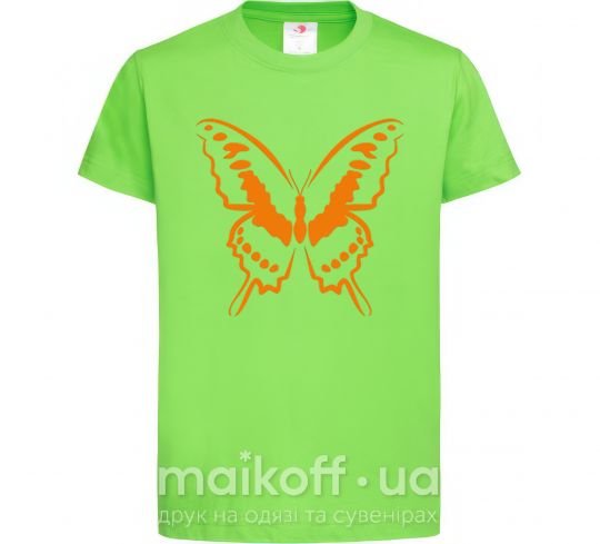 Детская футболка Оранжевая бабочка одноцвет Лаймовый фото