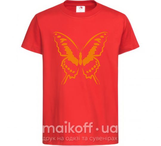 Детская футболка Оранжевая бабочка одноцвет Красный фото
