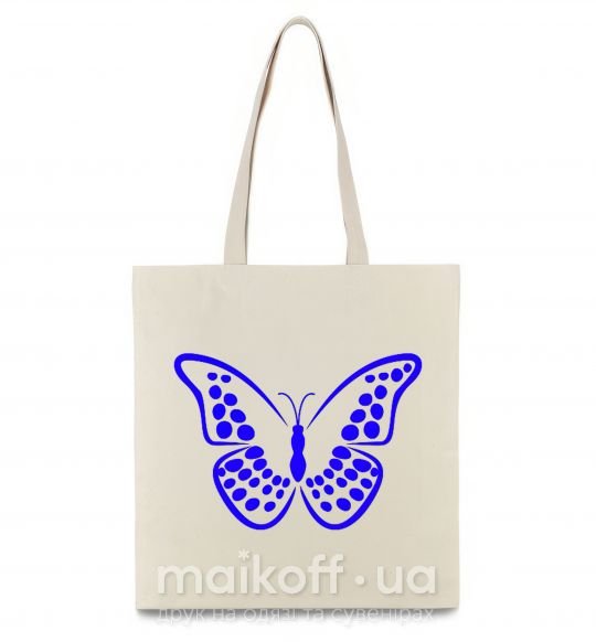 Эко-сумка Синяя бабочка Бежевый фото