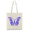 Эко-сумка Синяя бабочка Бежевый фото