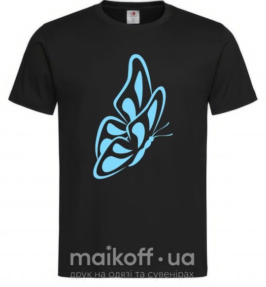 Мужская футболка Небесно голубая бабочка Черный фото