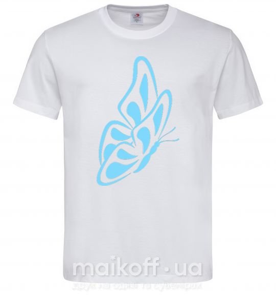 Мужская футболка Небесно голубая бабочка Белый фото